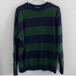 Brandy Melville Green and Blue Striped Crewneck Sweater OS